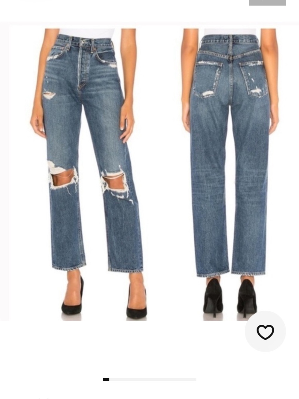 Agolde Women's Mid Blue Distressed High-Rise Straight Jeans